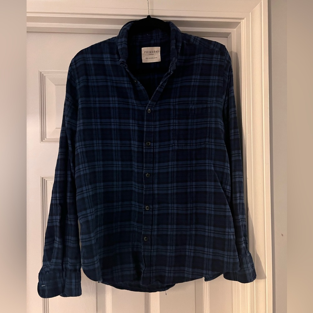 Men’s Blue Plaid Flannel shirt - Size L